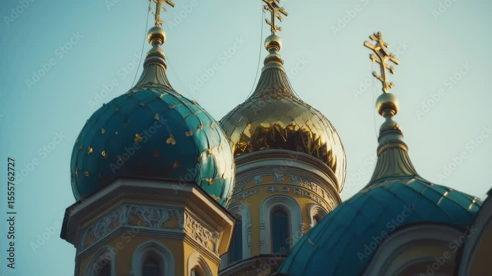 Poster Image of two domes with crosses, suitable for use in religious or architectural contexts
