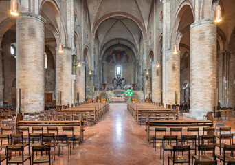 LODI, ITALY - MAY 21, 2025: The nave of Duomo - Cattedrale della Vergine Assunta 