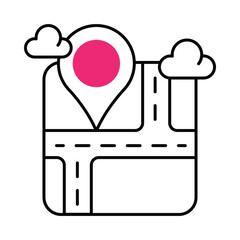 Map navigation Vector Filled outline illustration style icon. EPS 10 file