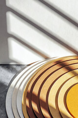 Layered paper circles podium warm earth tones image