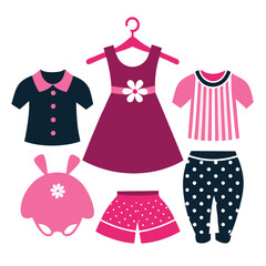 silhouette Baby Baby Girl Clothes Line on white background