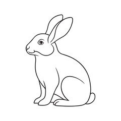 Obraz premium Adorable Line Art Illustration of a Sitting Rabbit