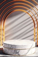 Marble podium gold arches shadow play image