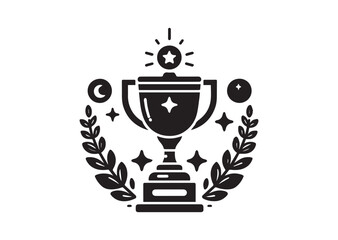 Trophy black Silhouette Vector Illustration