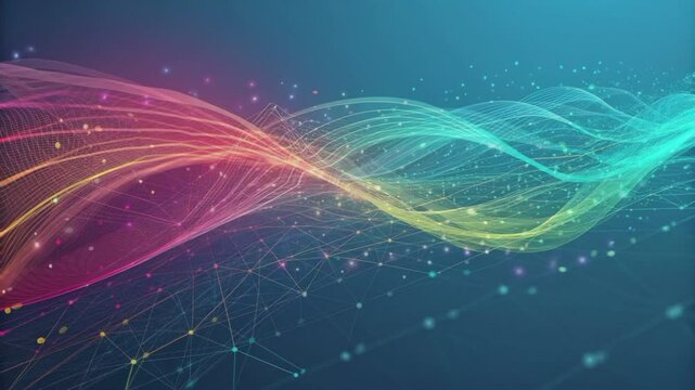 Data Flow: An abstract depiction of interconnected nodes forming flowing lines of data, resonating with the vibrancy of the digital realm.
