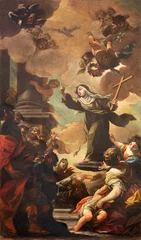 Selbstklebende Fototapeten FLORENCE, ITALY - MARCH 17, 2025: The baroque painting of St. Rose at the preaching to heretics in the church chiesa di San Salvatore in Ognissanti by Giuseppe Pinzani from year 1715. © Renáta Sedmáková