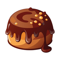 Fototapeta premium Isolated chocolate birthday cake with cherry decoration and cream