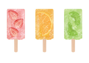 フルーツアイスキャンディーのイラスト