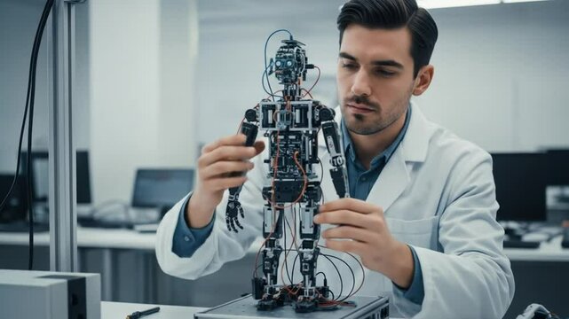 Assembling Humanoid Robot Precision Work in Lab