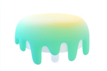 3D cartoon dripping geometry icon with angular cyan shapes and melted curves on white background, ultra high definition isometric digital illustration