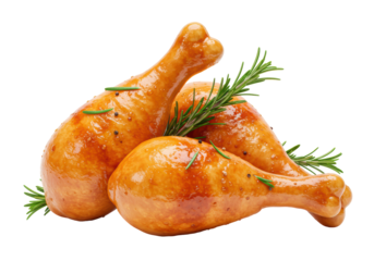 Isolated Roasted Chicken Drumsticks with Rosemary and Spices