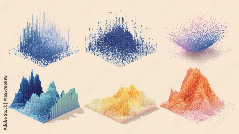 Poster abstract digital graphics with particle effects for data visualization