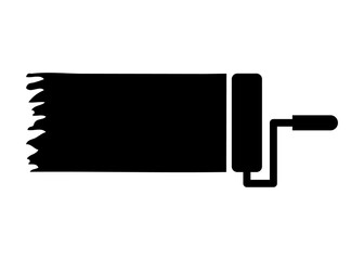 Icono silueta de rodillo de pintor con pincelada