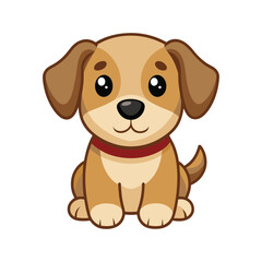 A cheerful, cute, brown puppy illustration with funny ears and a happy, smiling character