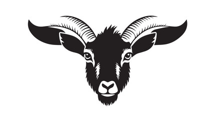Obraz premium Silhouette vector image of alpine ibex's face with white background for logo or icon