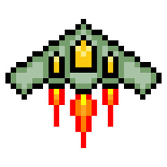 Stealth bomber in pixel art style