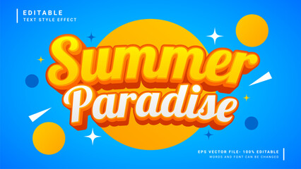 Summer paradise 3d editable text effect vacation party