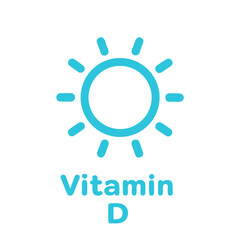 Fototapeta premium A light blue sun icon with rays and the words vitamin d below on a white background