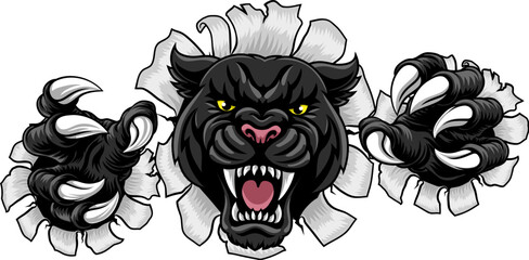 A black panther leopard or jaguar cat sports team mascot © Christos Georghiou