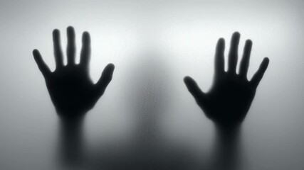 Frosted Glass Shadowy Hands Reaching, Mysterious, Fear, Horror, Threat