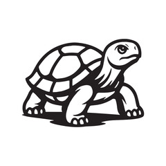 Bold tortoise vector illustration in black and white silhouette style