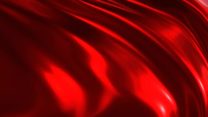 Red chrome 3d abstract graphics background animation, silk moving waves on wind shiny and glossy metallic seamless 4K loop video animation, red texture design. - Powered by Adobe