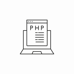 laptop php code icon sign vector
