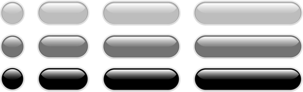 Buttons gray black isolated, interesting navigation panel for website.