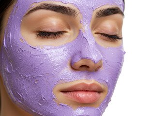 Isolated Woman's Face with Lavender Facial Mask