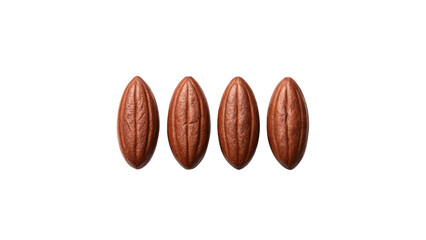 Close-Up View of Four Cacao  isolated on a transparent background