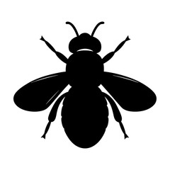A black bee silhouette, isolated on white background, is a simple and elegant design