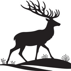 Majestic Deer Silhouette with Abstract Antlers Vector Illustration