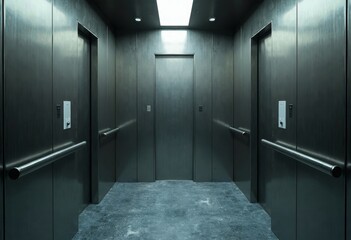 Metallic texture elevator space
