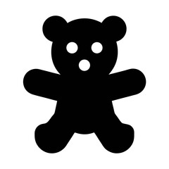 A cute teddy bear silhouette isolated on white background