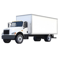 White delivery truck with a blank cargo area.
