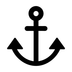 A simple black anchor icon isolated on white background