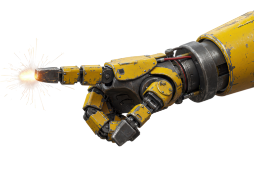 Isolated Industrial Robot Arm Pointing with Sparks