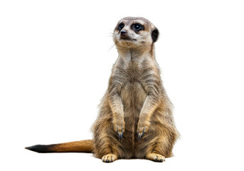 Isolated Meerkat Standing Alert with Curious Expression