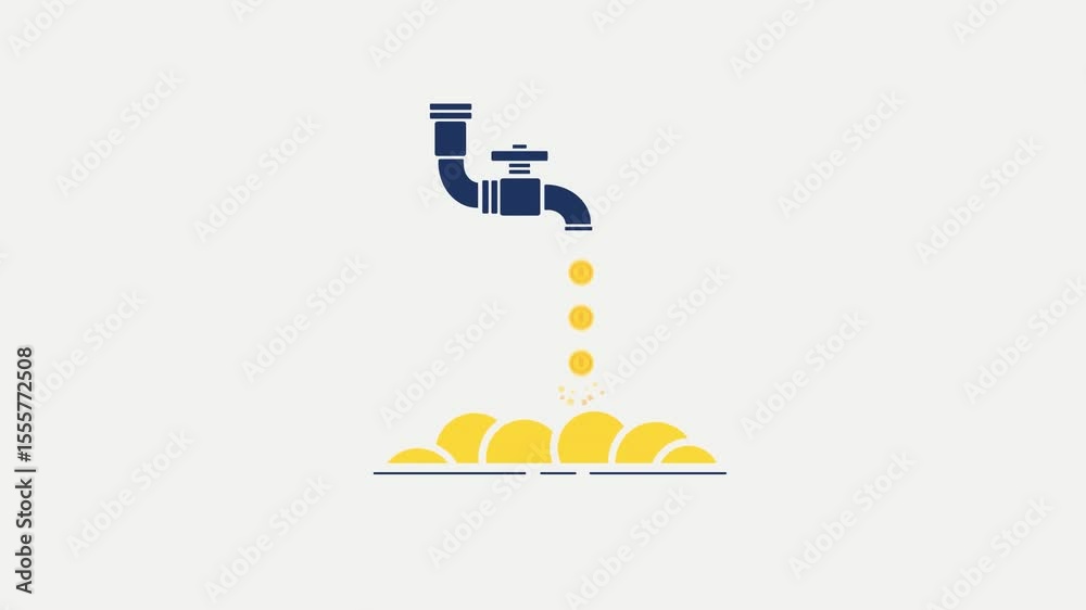 Wall mural pipeline dropping gold coins representing monetization and revenue flow