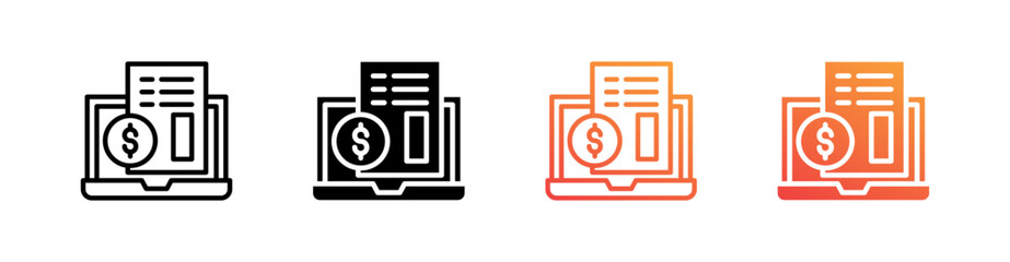 Invoice Multiple Style Icon Set Vector 