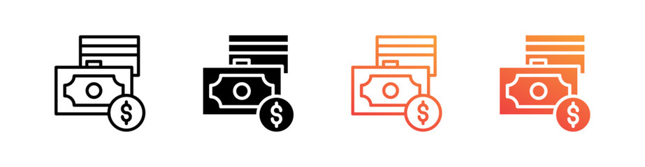 Money Multiple Style Icon Set Vector 