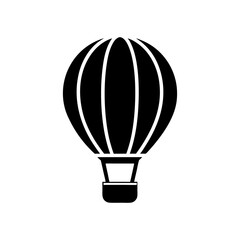 Obraz premium A black hot air balloon illustration with a basket isolated on a white background image