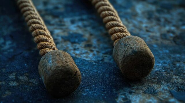 A close-up shot of a rope wrapped around a rocky surface