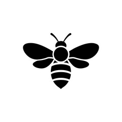 Simple black bee icon isolated on white background
