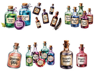 Vintage Halloween Potion Labels