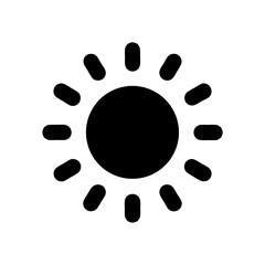 A simple black sun icon isolated on white background