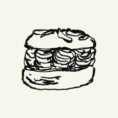 Hand-drawn Choux Cream doodle illustration