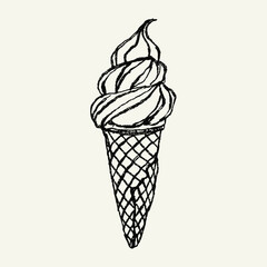 Hand-drawn Ice Cream doodle illustration