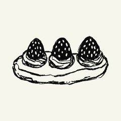 Hand-drawn Strawberry Eclair doodle illustration