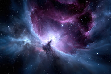 Cosmic nebula showcasing vibrant colors and stellar formations in deep space